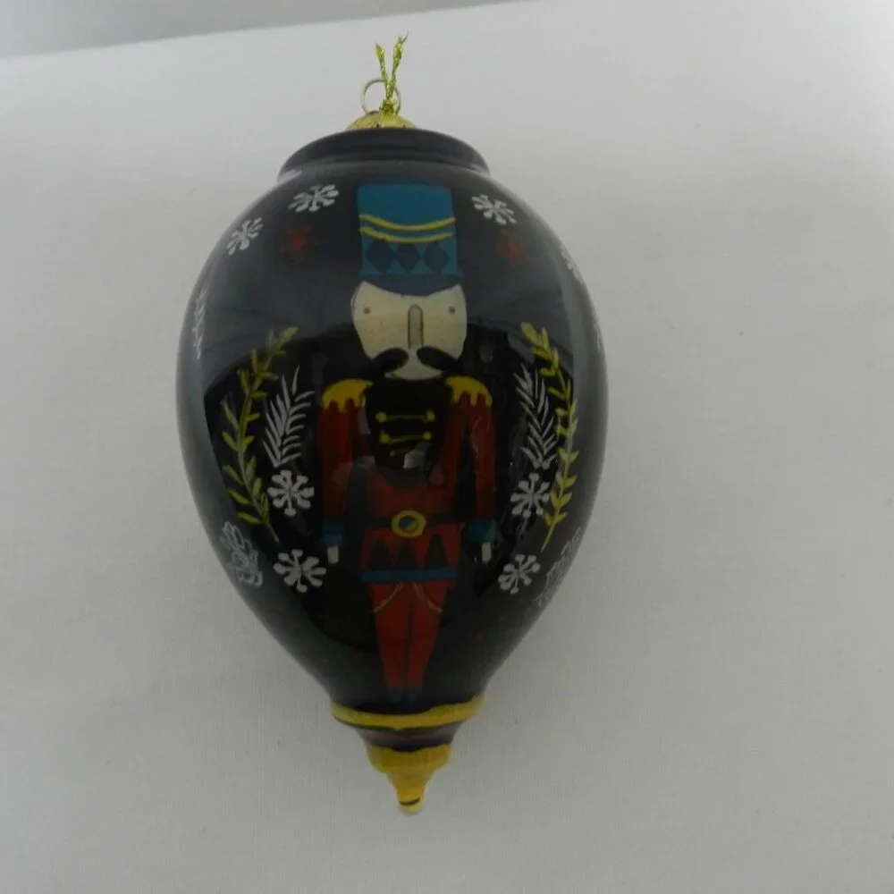 Nutcracker Christmas Tear Drop Glass Ornament Li Bien Hand painted 2019 w/ Box